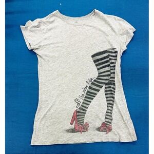 Wizard of Oz Graphic T-Shirt ~ Juniors 15/17  Gray ~ Ruby Slippers Rhinestone